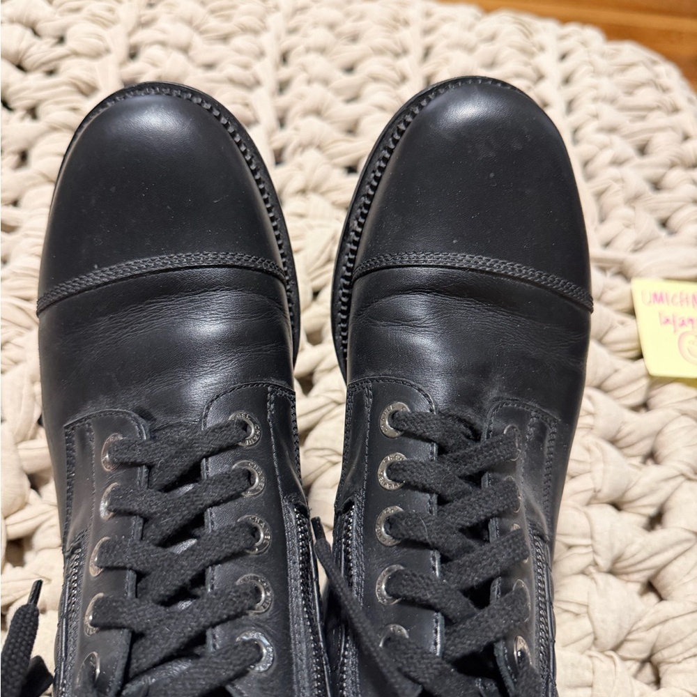 Authentic CHANEL Black Leather Combat Moto Boots size 42 US 11-11.5 Black - Picture 13 of 13